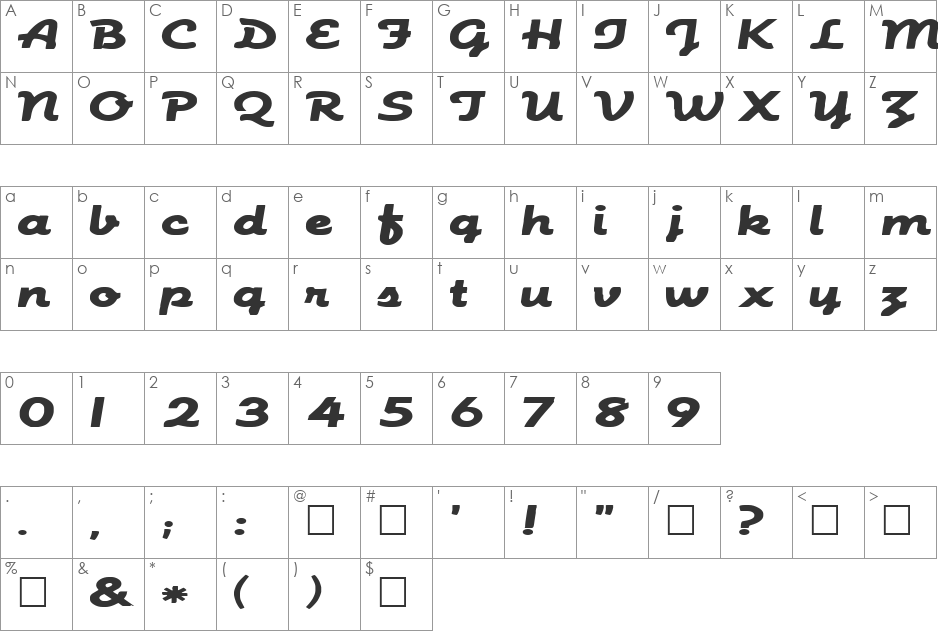 FZ SCRIPT 23 EX font character map preview