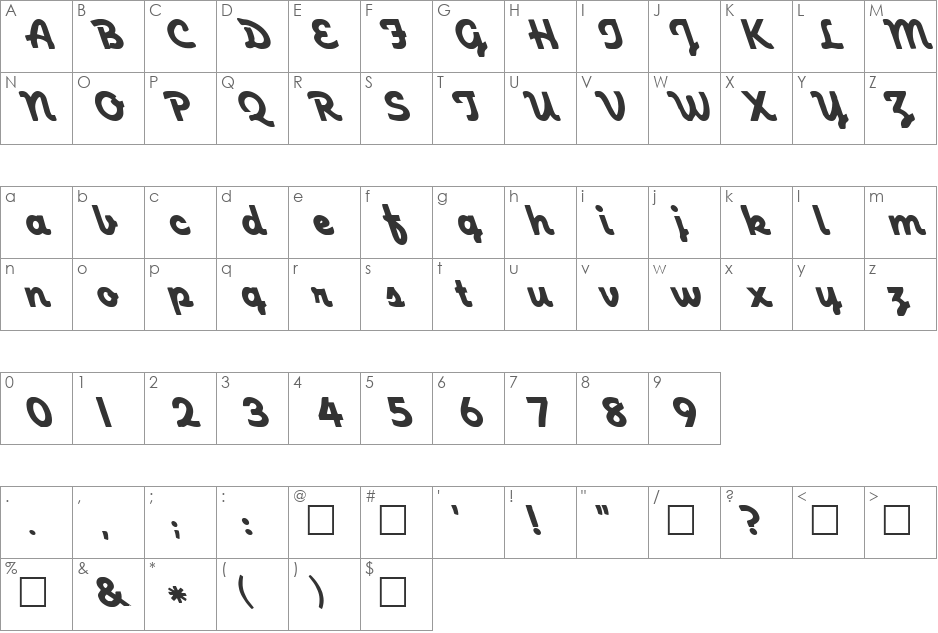 FZ SCRIPT 23 LEFTY font character map preview