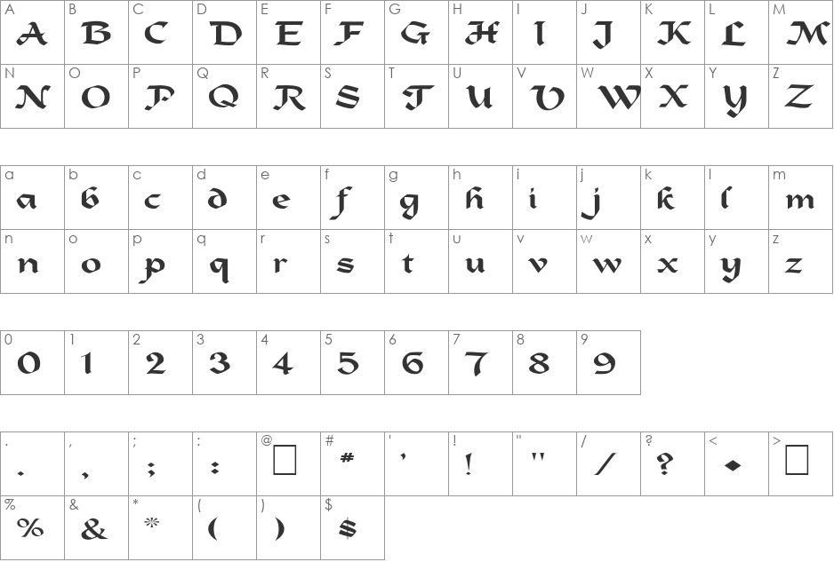 FZ SCRIPT 3 EX font character map preview