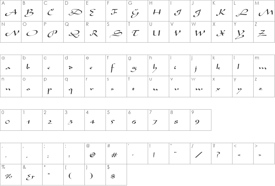 FZ SCRIPT 4 EX font character map preview