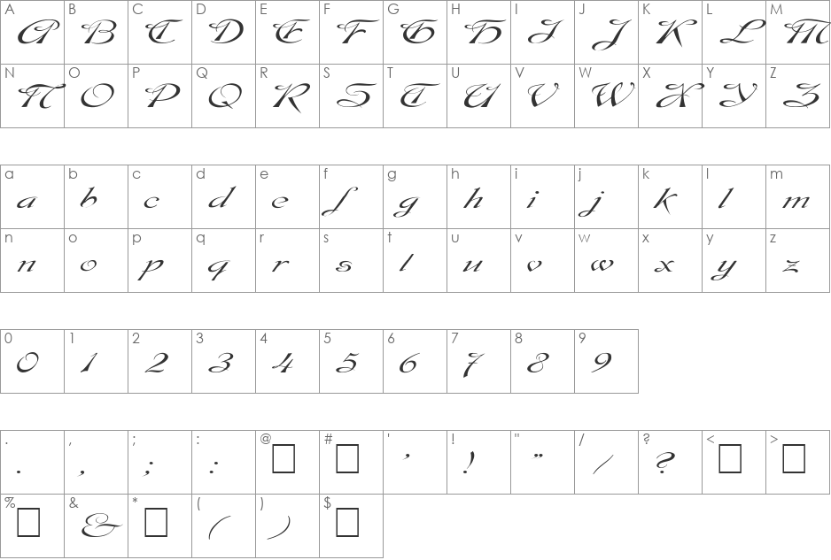 FZ SCRIPT 9 EX font character map preview