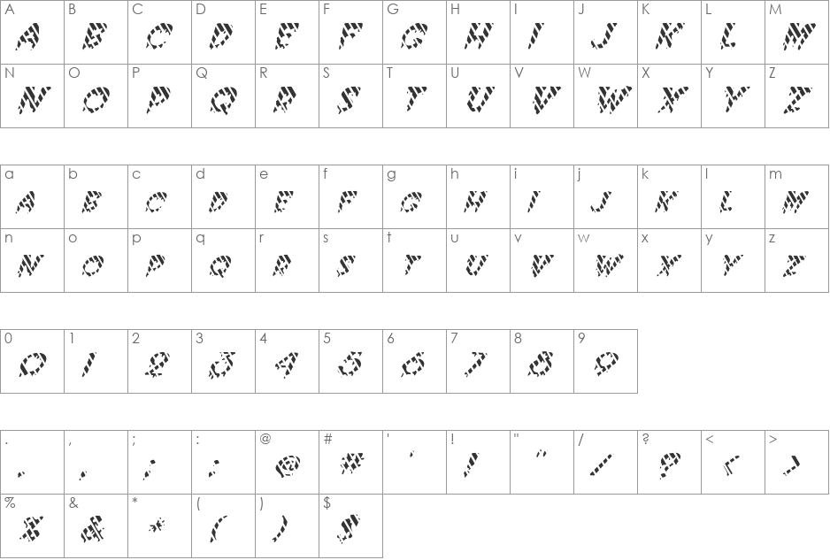 FZ UNIQUE 10 STRIPED ITALIC font character map preview