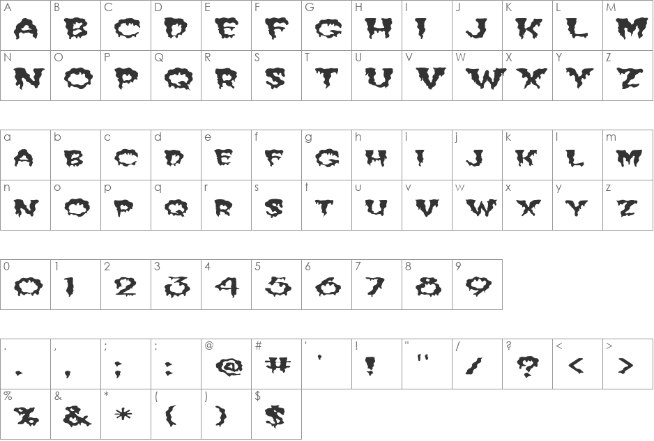 FZ UNIQUE 10 WAVEY EX font character map preview
