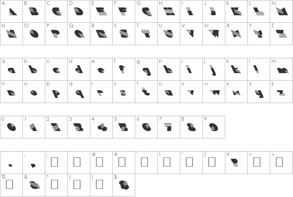 FZ UNIQUE 11 LEFTY font character map preview