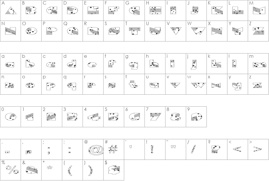 FZ UNIQUE 11 SPOTTED EX font character map preview