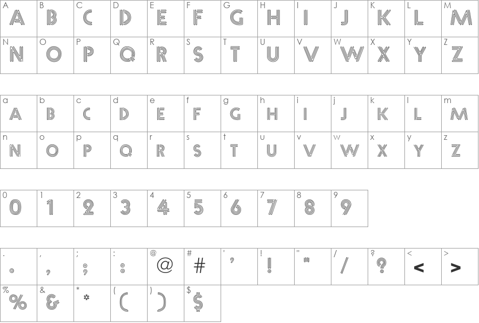 FZ UNIQUE 12 font character map preview