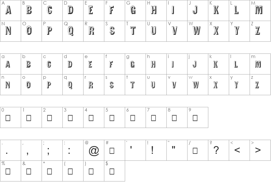 FZ UNIQUE 16 font character map preview