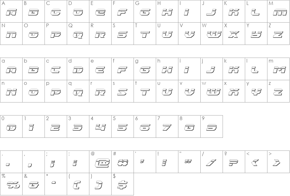 Annapolis Bullet Italic font character map preview