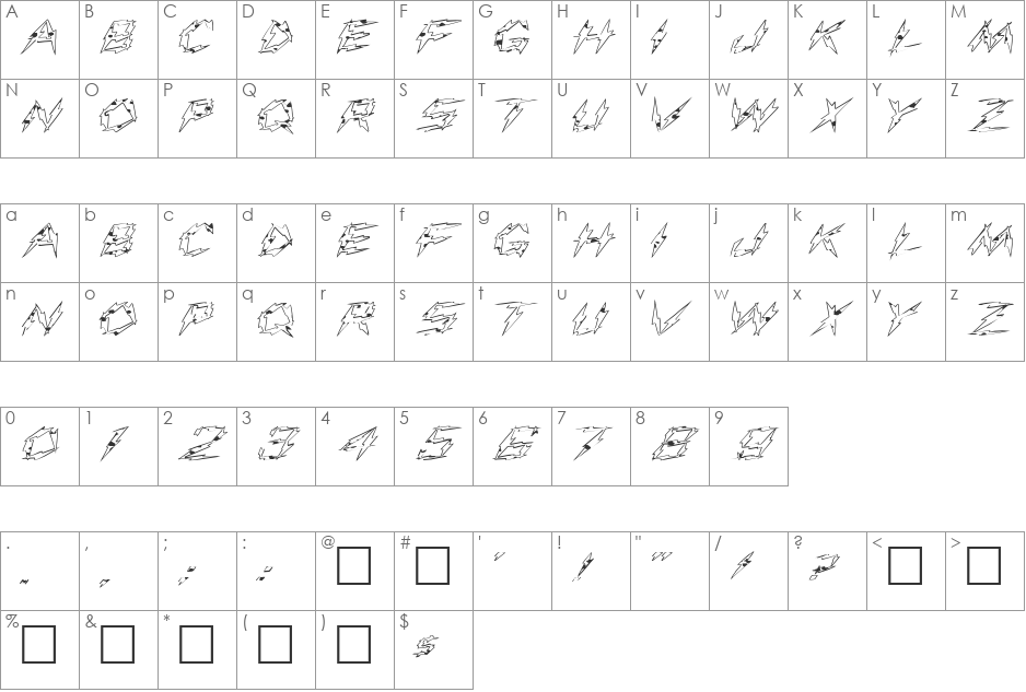 FZ UNIQUE 19 SPOTTED EX font character map preview