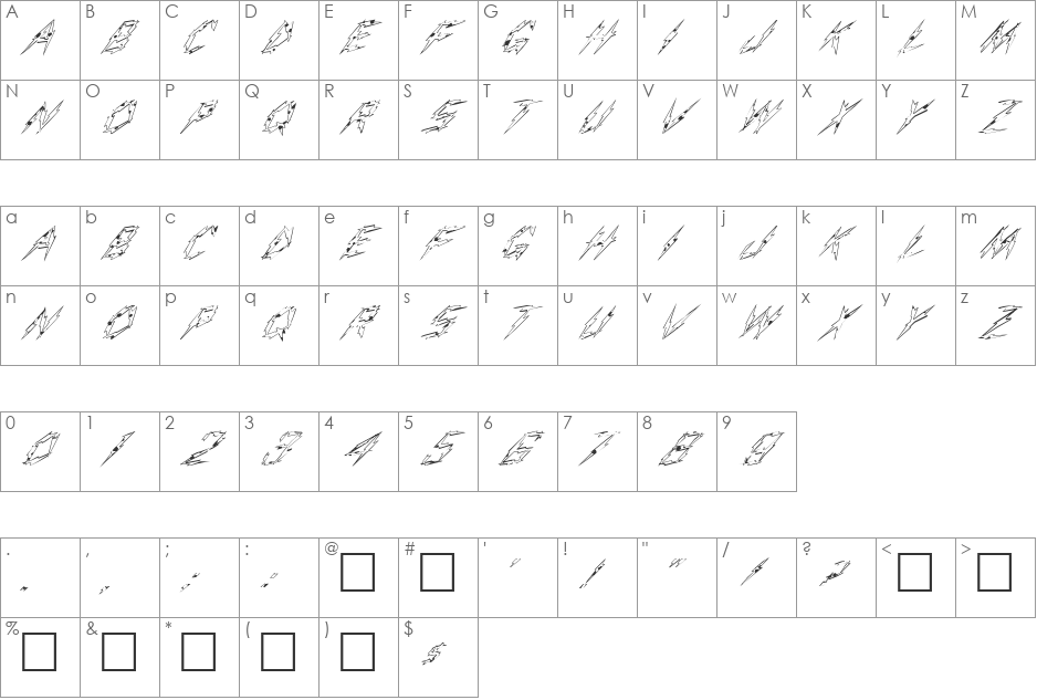 FZ UNIQUE 19 SPOTTED ITALIC font character map preview