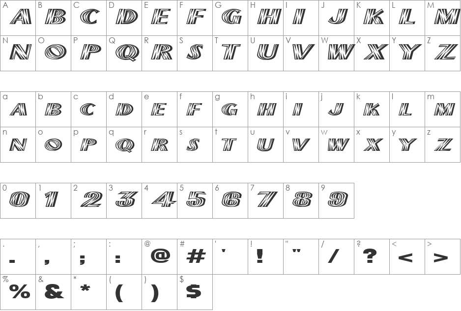 FZ UNIQUE 2 EX font character map preview