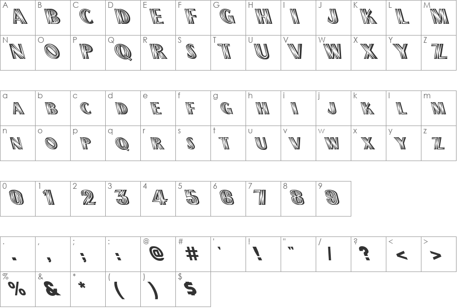 FZ UNIQUE 2 LEFTY font character map preview