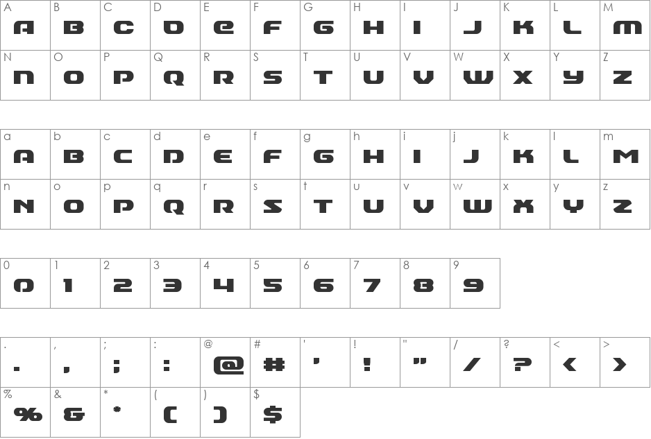 Annapolis Super-Italic font character map preview