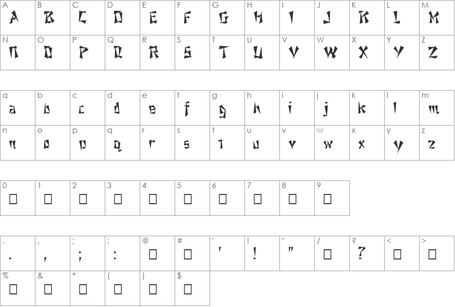 FZ UNIQUE 21 font character map preview