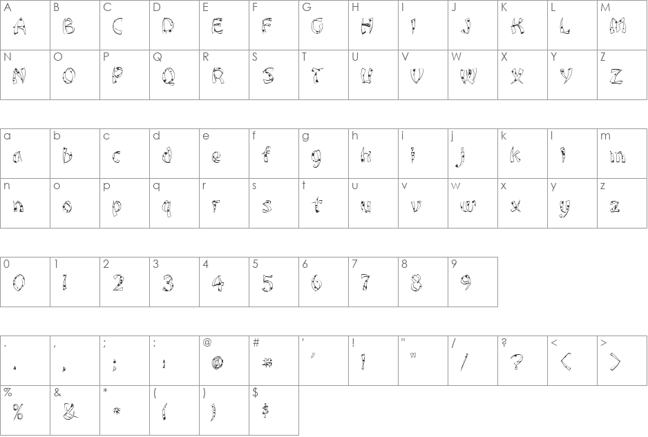 FZ UNIQUE 22 SPOTTED font character map preview