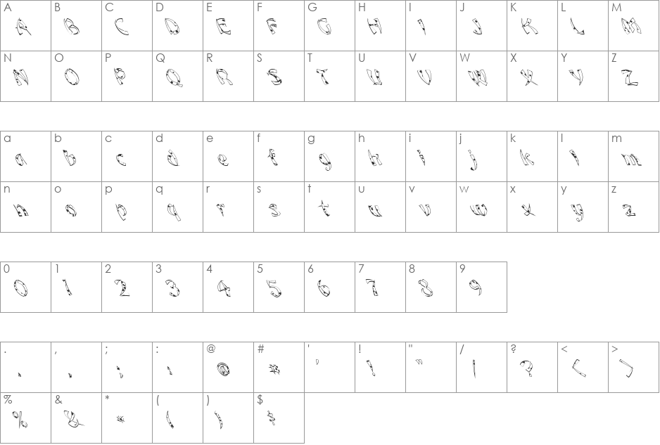 FZ UNIQUE 22 SPOTTED LEFTY font character map preview