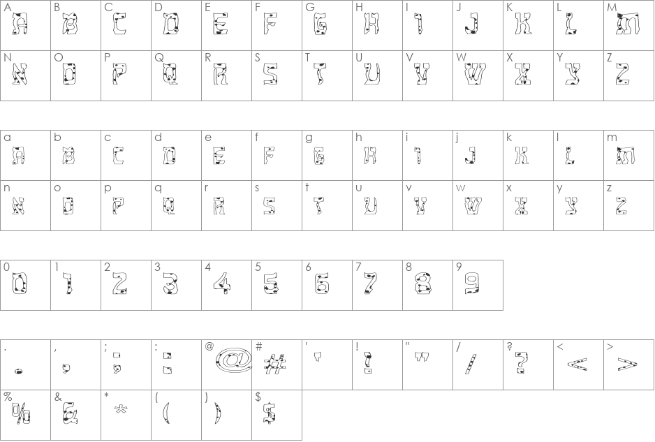 FZ UNIQUE 27 SPOTTED EX font character map preview