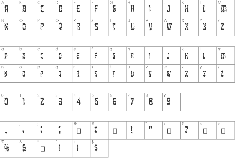 FZ UNIQUE 27 WAVEY font character map preview