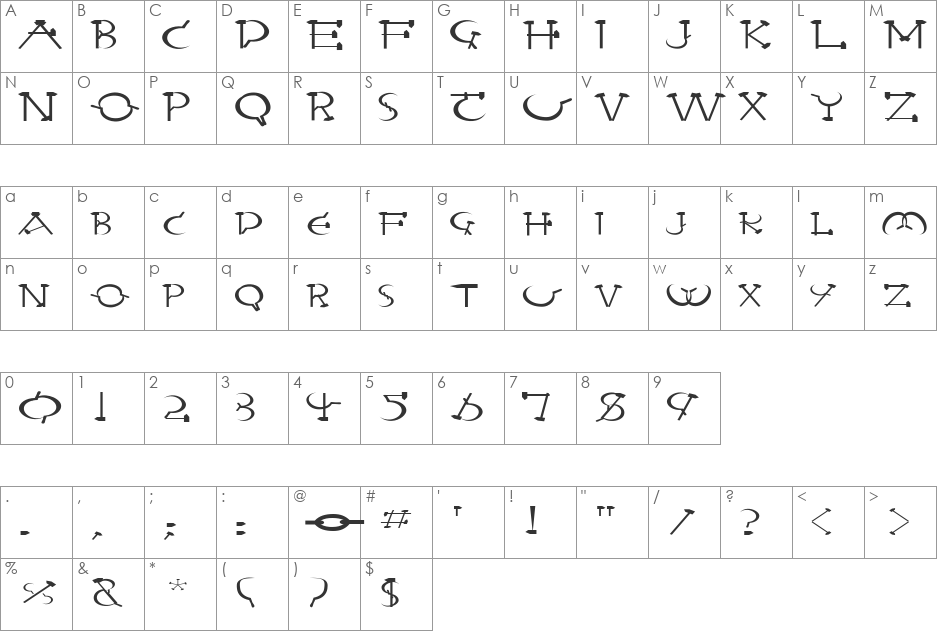 FZ UNIQUE 28 EX font character map preview