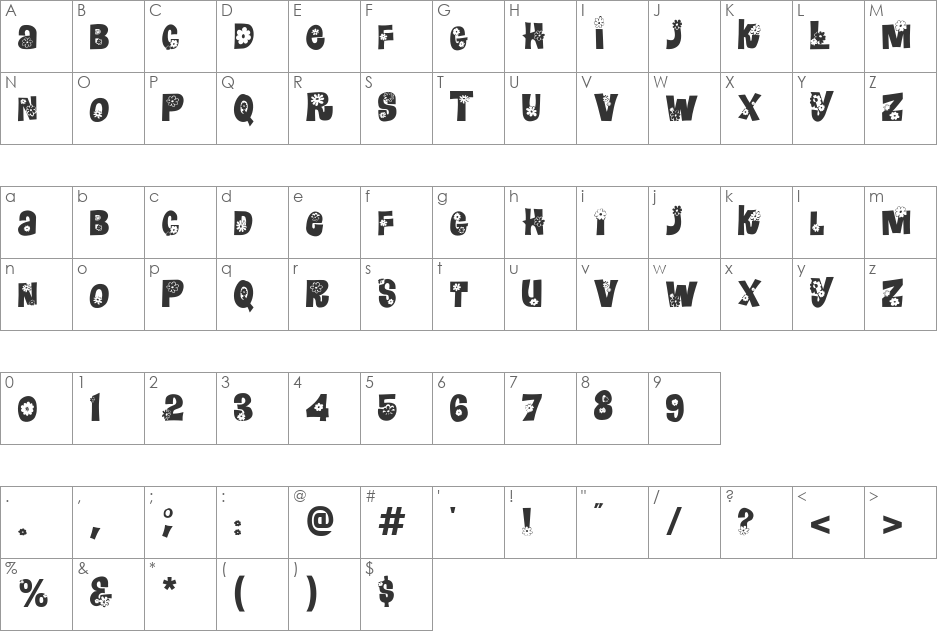 FZ UNIQUE 3 font character map preview