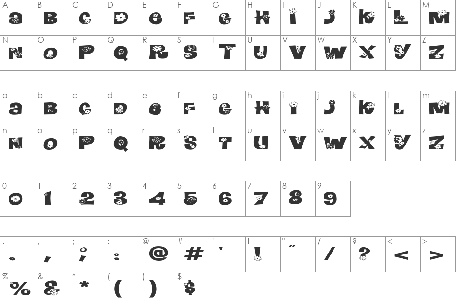 FZ UNIQUE 3 EX font character map preview