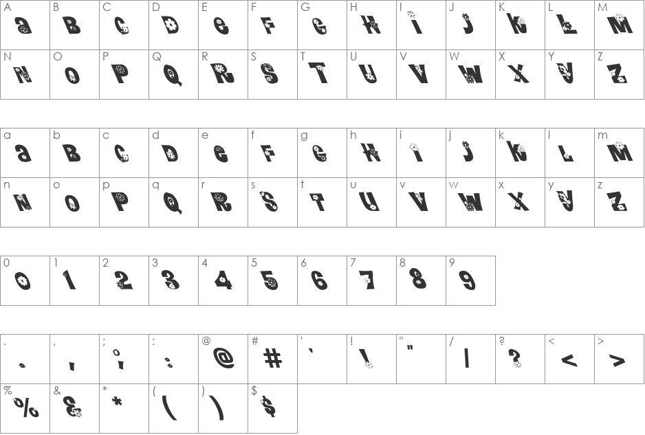 FZ UNIQUE 3 LEFTY font character map preview