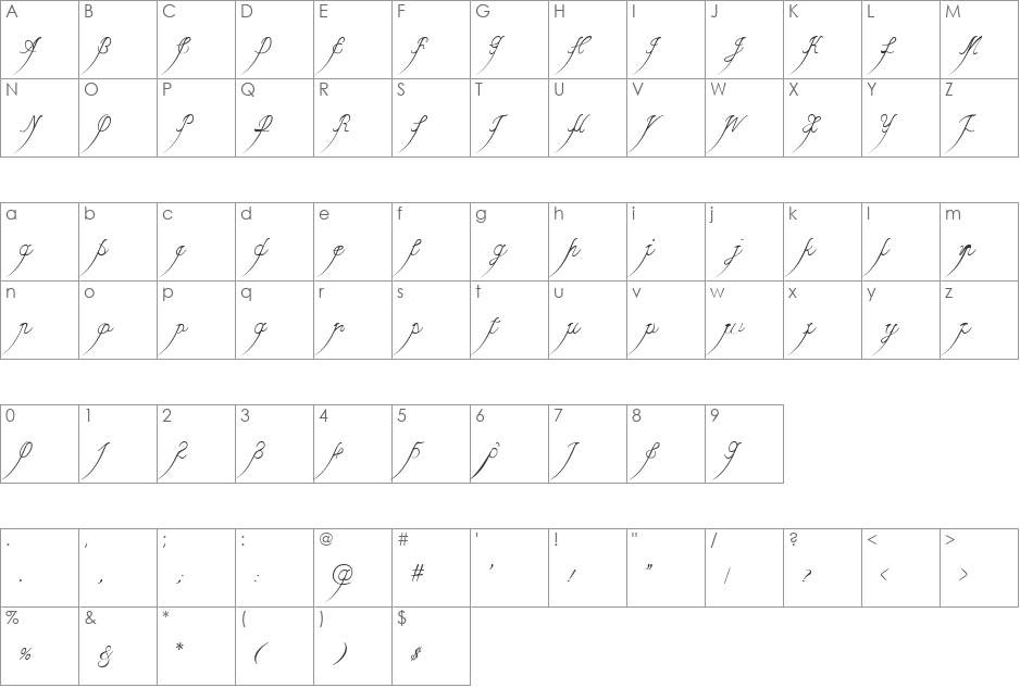 Anneau font character map preview