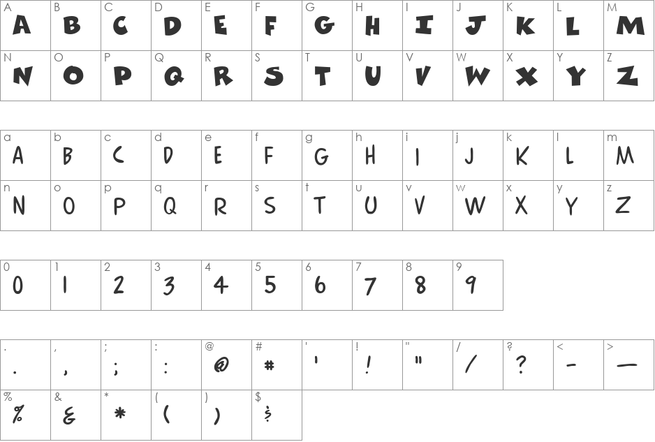 FZ UNIQUE 30 font character map preview