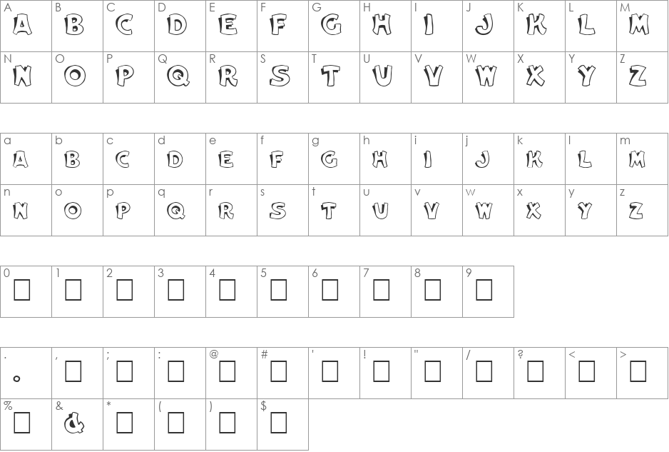 FZ UNIQUE 31 font character map preview