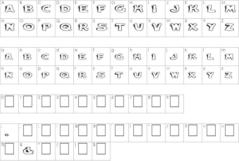 FZ UNIQUE 31 EX font character map preview