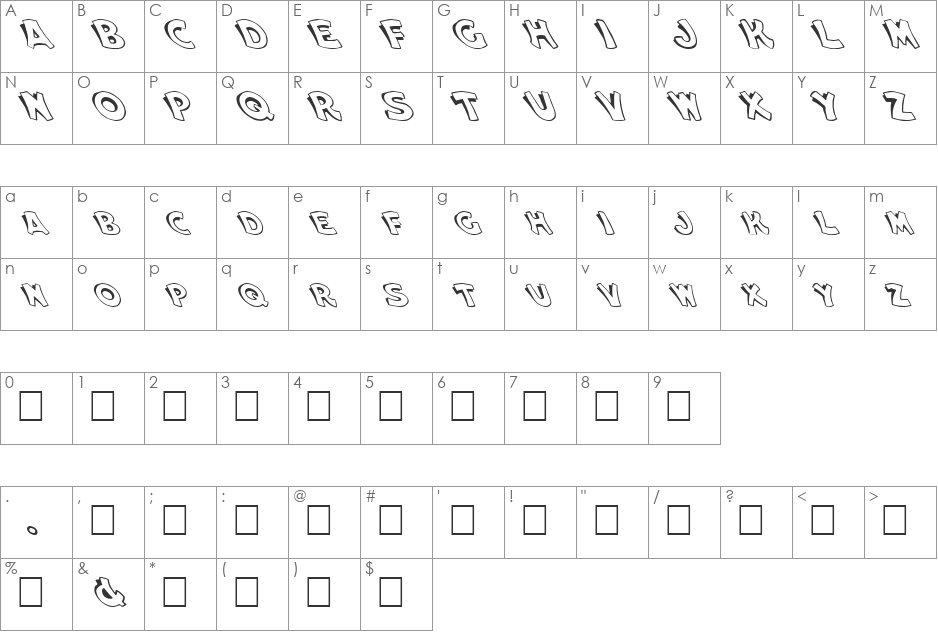 FZ UNIQUE 31 LEFTY font character map preview
