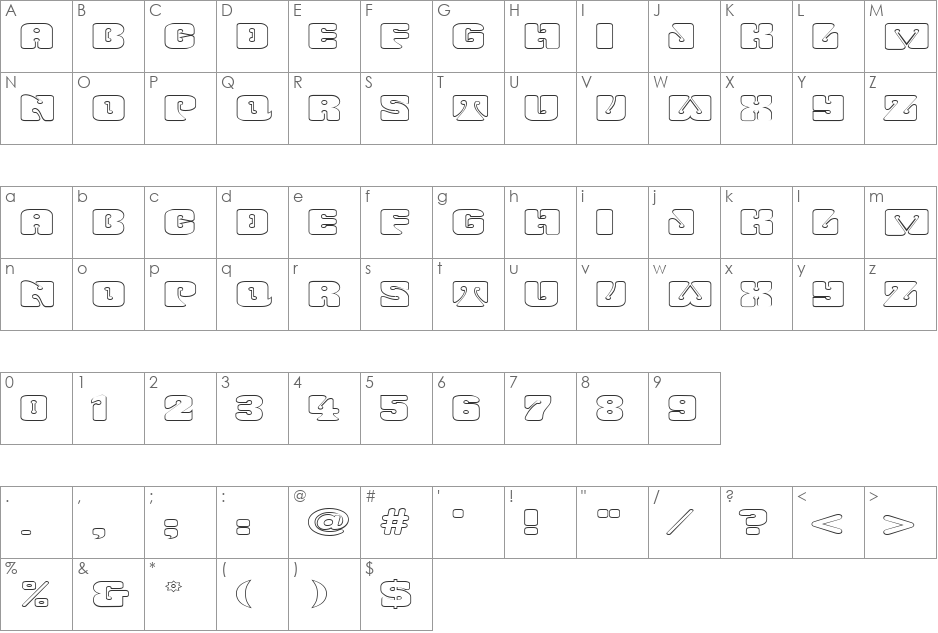 FZ UNIQUE 32 HOLLOW EX font character map preview