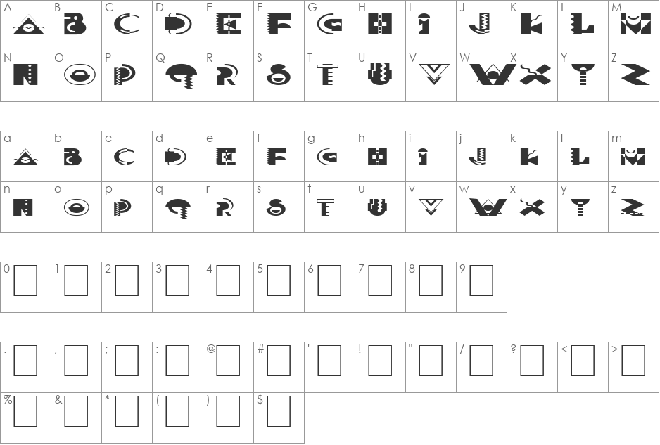 FZ UNIQUE 36 EX font character map preview