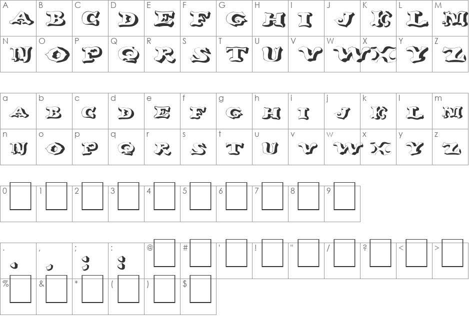 FZ UNIQUE 37 EX font character map preview