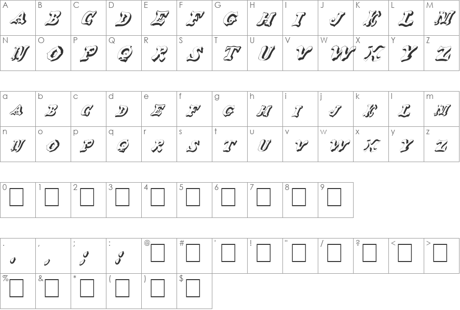 FZ UNIQUE 37 ITALIC font character map preview