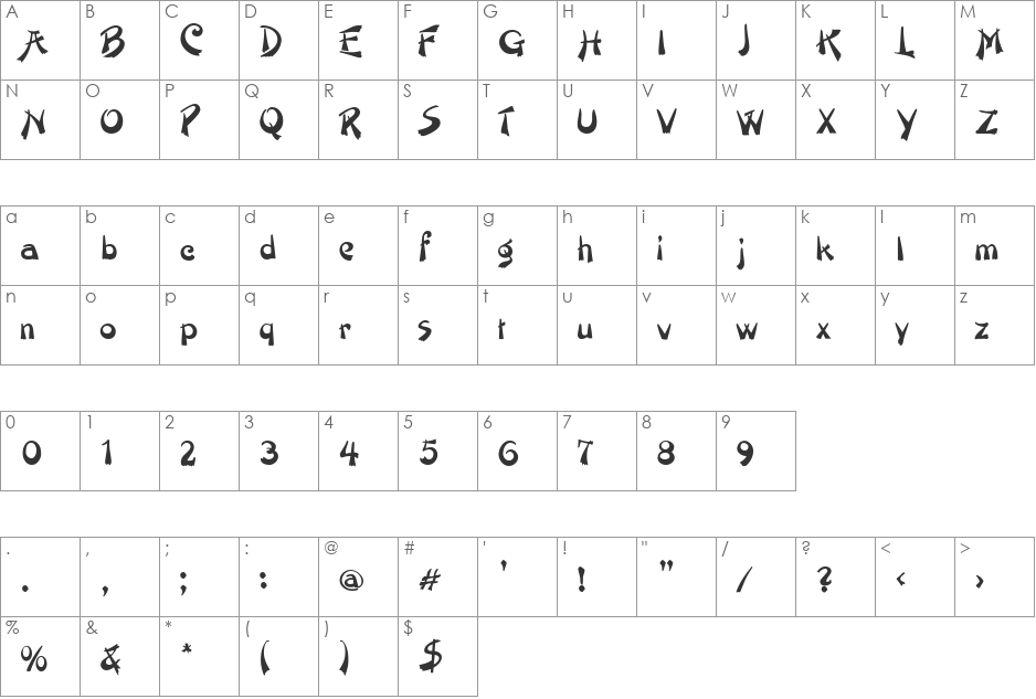 FZ UNIQUE 38 font character map preview