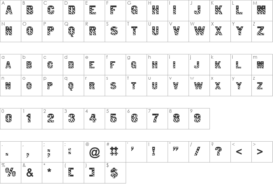 FZ UNIQUE 39 font character map preview