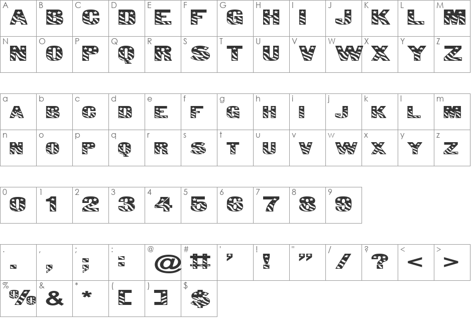 FZ UNIQUE 39 EX font character map preview