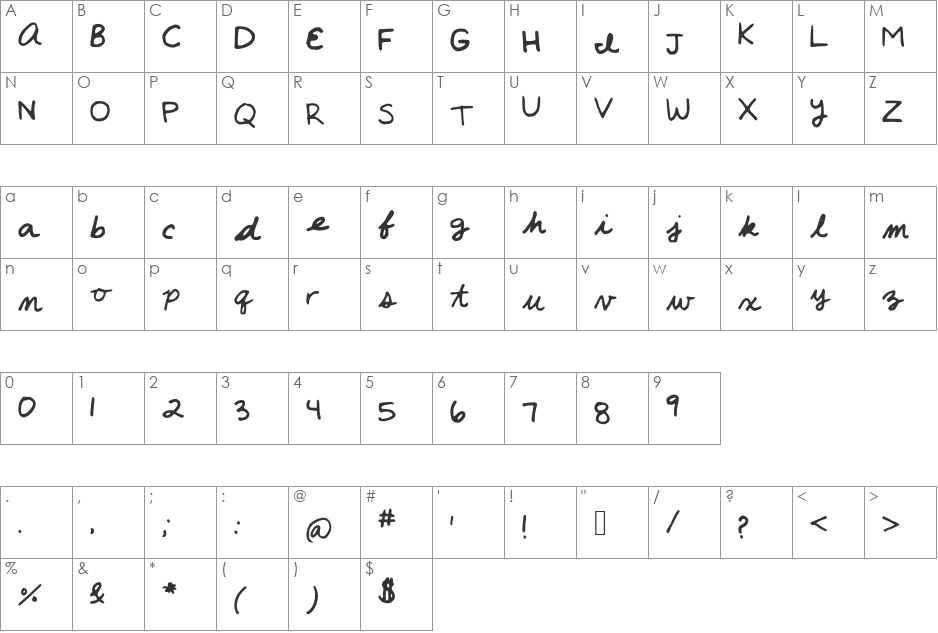 Annie font character map preview