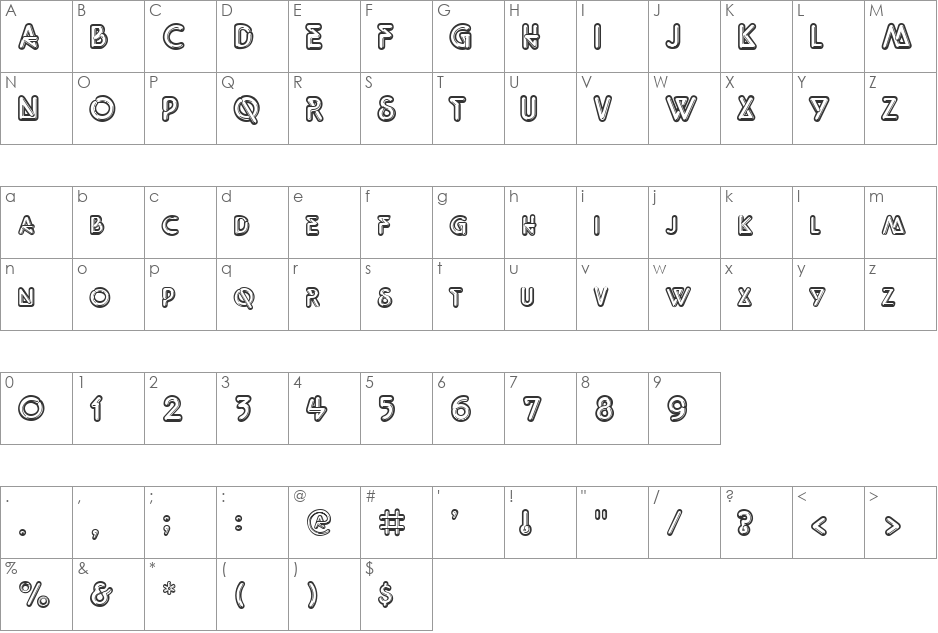 FZ UNIQUE 40 font character map preview