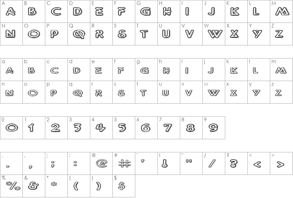 FZ UNIQUE 40 EX font character map preview