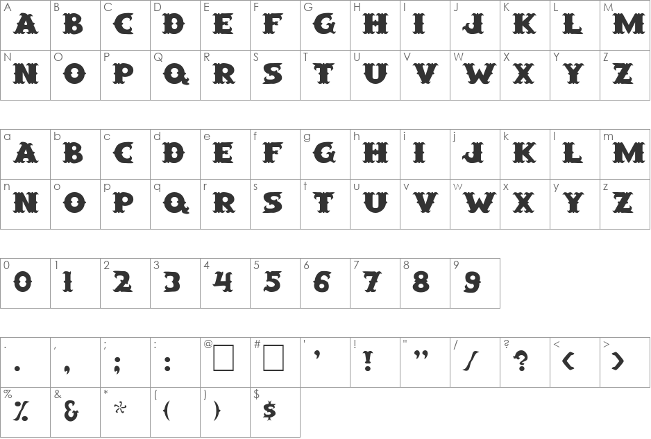 FZ UNIQUE 42 font character map preview