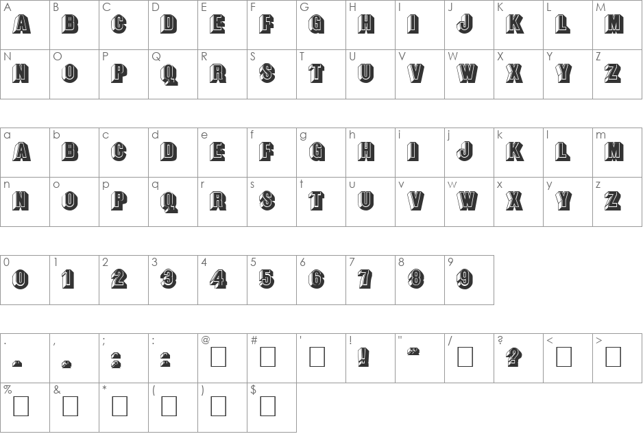FZ UNIQUE 43 font character map preview