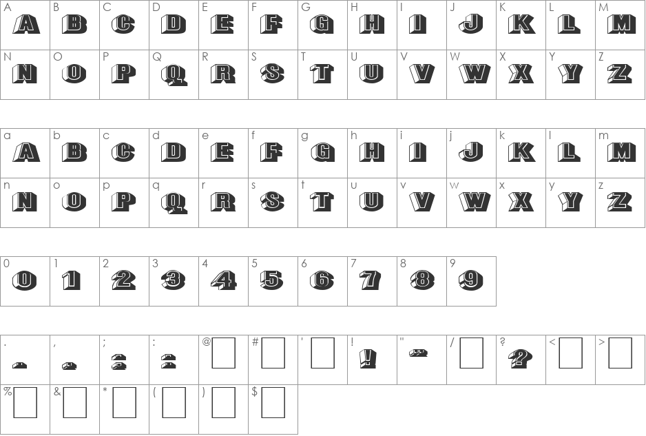 FZ UNIQUE 43 EX font character map preview