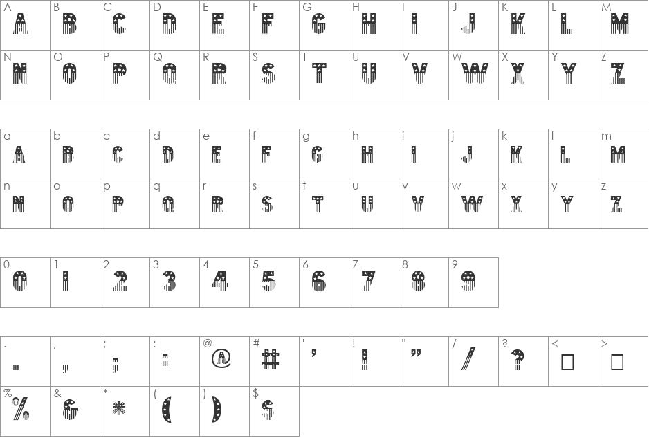 FZ UNIQUE 44 font character map preview