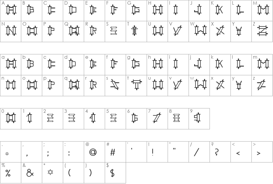 FZ UNIQUE 47 font character map preview