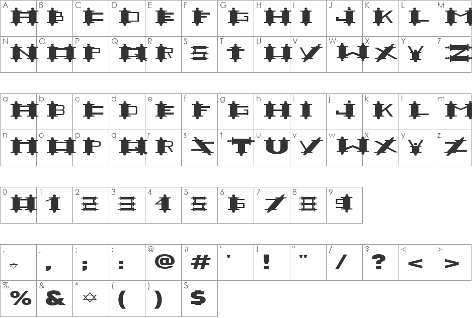 FZ UNIQUE 48 EX font character map preview