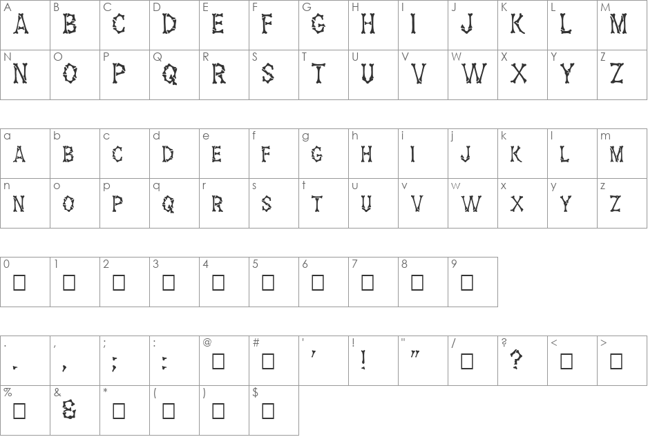 FZ UNIQUE 5 font character map preview