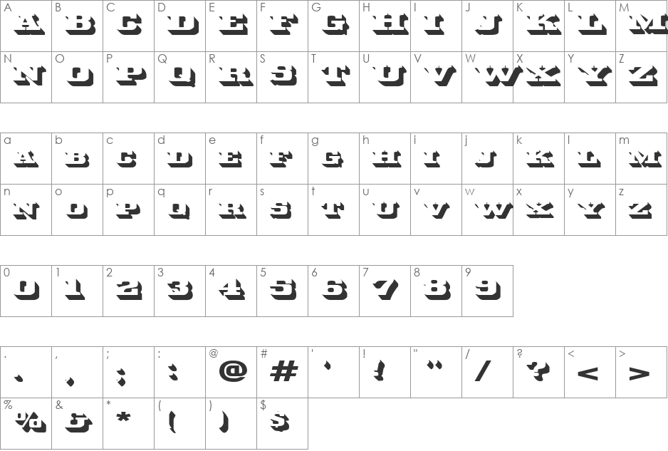 FZ UNIQUE 51 EX font character map preview