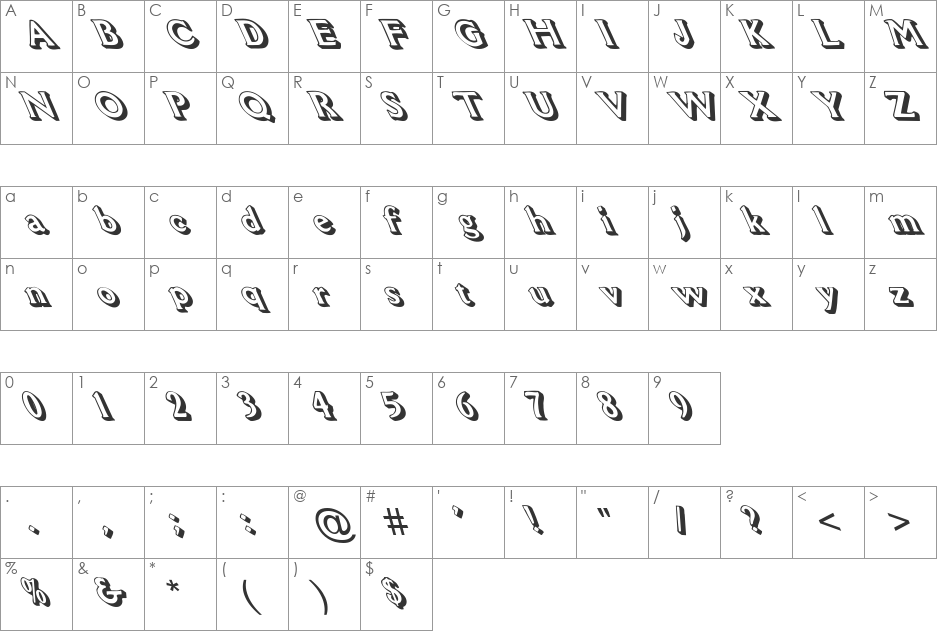 FZ UNIQUE 53 LEFTY font character map preview